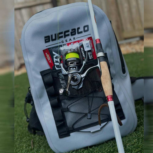 27QT Waterproof Fishing Backpack with Rod Holder - Buffalo Gear