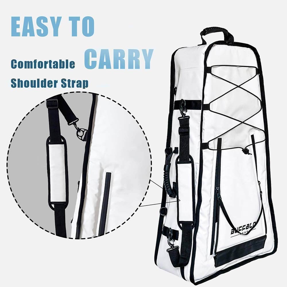 Buffalo Gear 36'' Kayak Fish Cooler Bag featuring an adjustable shoulder strap for easy carrying and convenience on kayak fishing trips