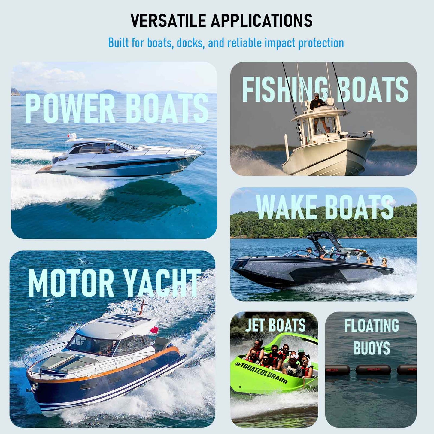 4-Pack Inflatable Boat Fenders, 6.3" x 24" with Electric Pump - Buffalo Gear