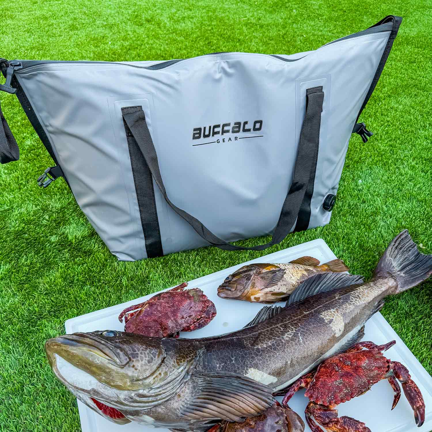 Buffalo Gear 45QT Insulated Fish Cooler Bag for Fishing and Outdoors, Grey Cololer Bag