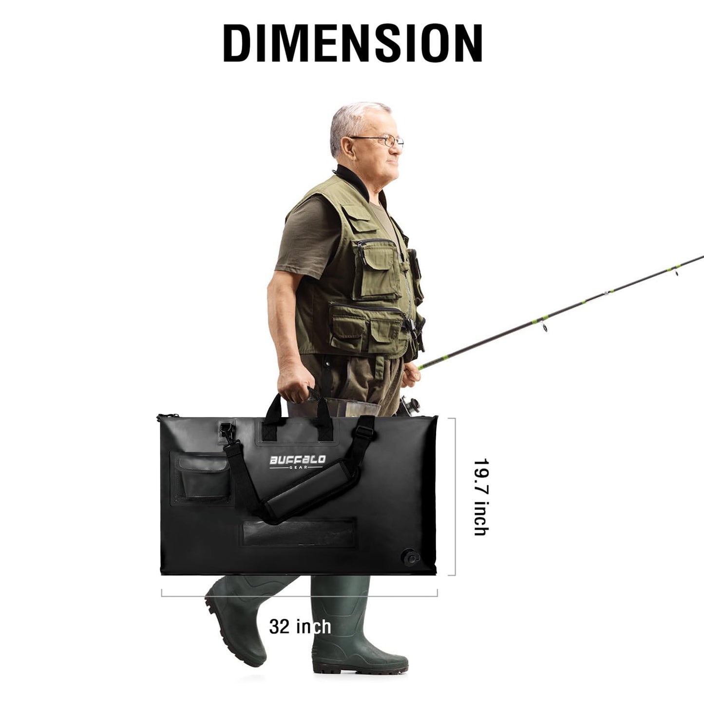 32'' Waterproof Fish Bag With Aerator Pocket for Live Bait