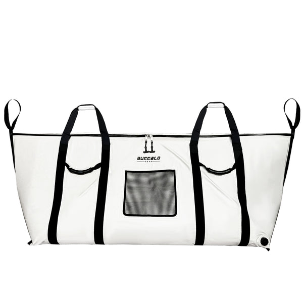 Lightweight foldable insulated fish kill bag 70x28 inches for tuna or mahi, keeps fish fresh up to 48 hours with YKK zipper — Buffalo Gear fish cooler b