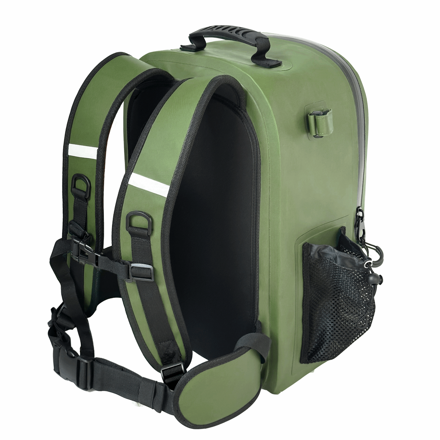 Buffalo Gear 26L waterproof fish cooler backpack, side view on white background