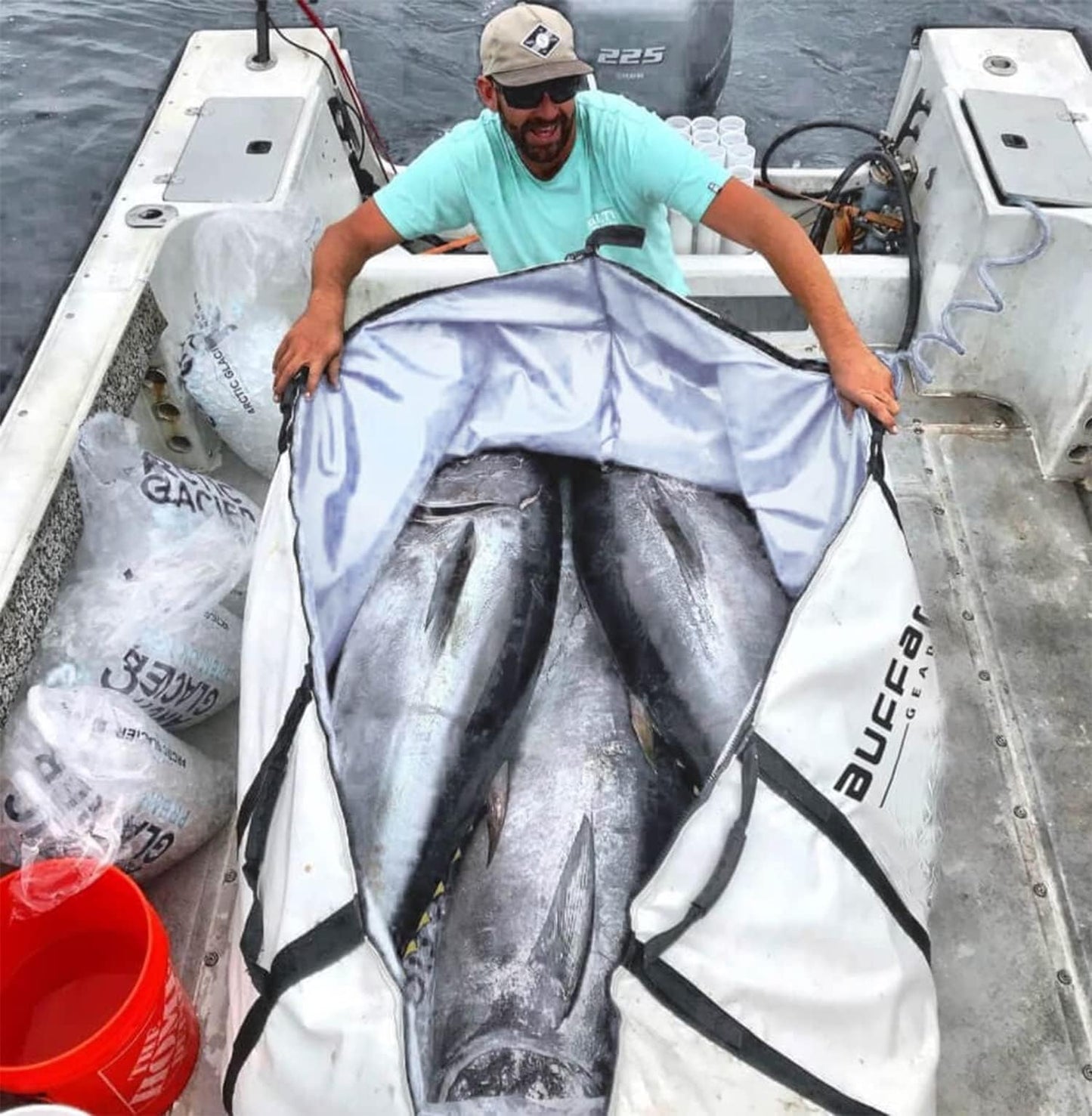 Large insulated fish cooler bag for tuna, sailfish, or mahi fishing — collapsible and lightweight design with long-lasting ice retention