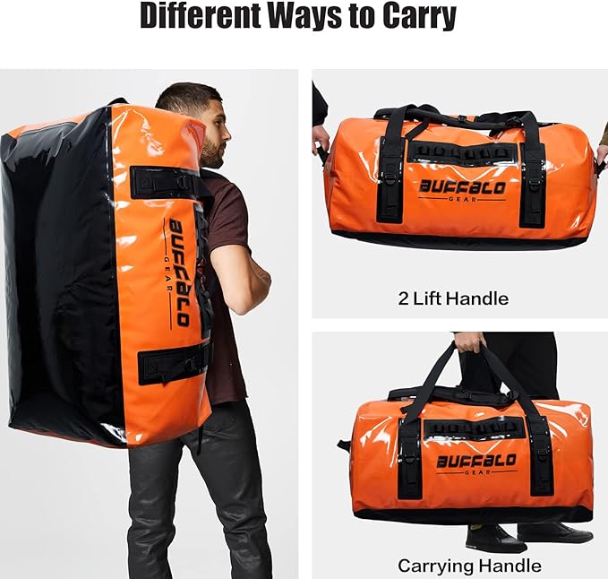 150L Waterproof Duffel Dry Bag with Shoulder Strap for Backpack, Hand Carry - Buffalo Gear