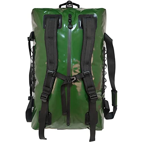 Green 150L Waterproof Duffel Dry Bag with Backpack Straps for Motorcycle and Outdoor Adventure - Buffalo Gear