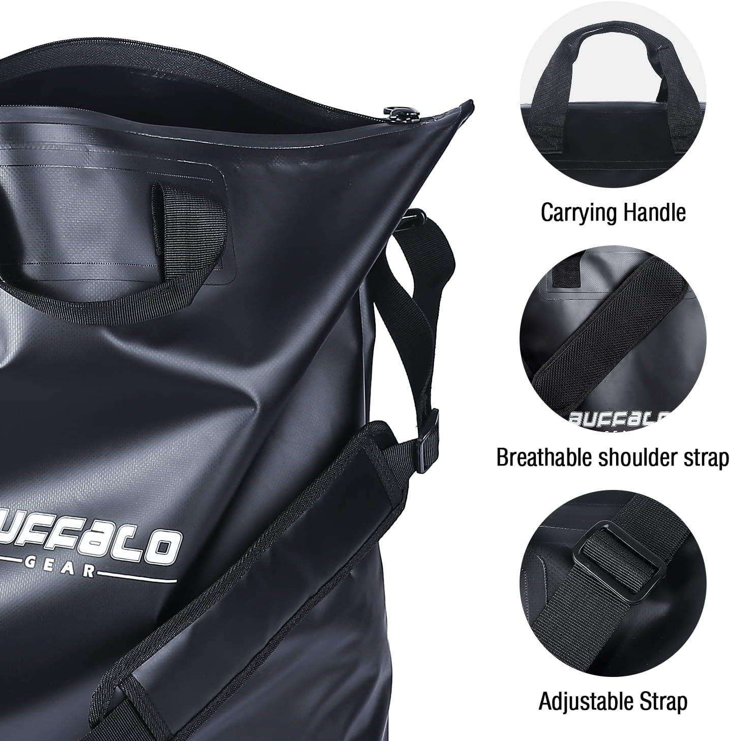 25'' Tournament Weigh In Black Fishing Bag With Waterproof Zipper - Buffalo Gear  