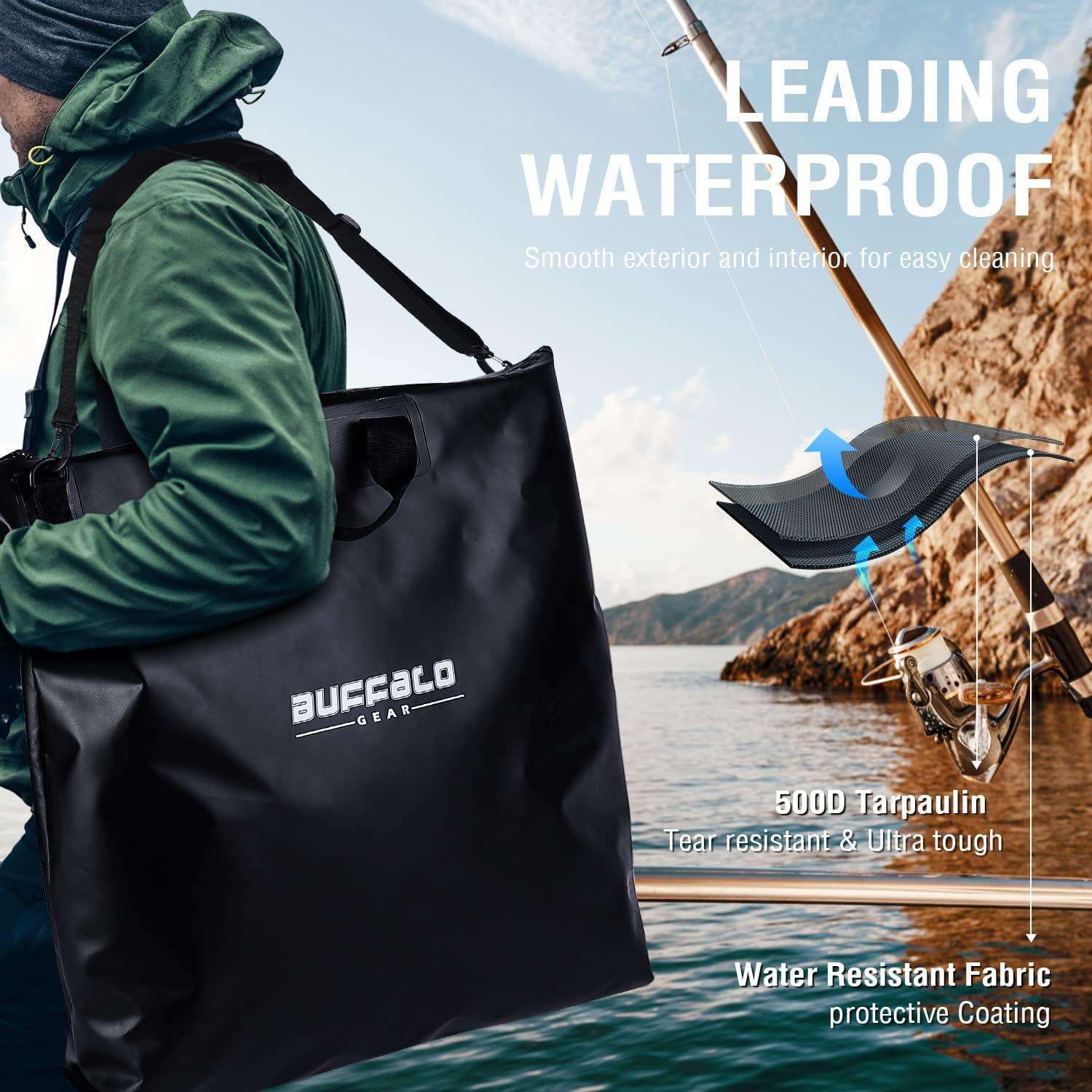 25'' Tournament Weigh In Black Fishing Bag With Waterproof Zipper - Buffalo Gear  