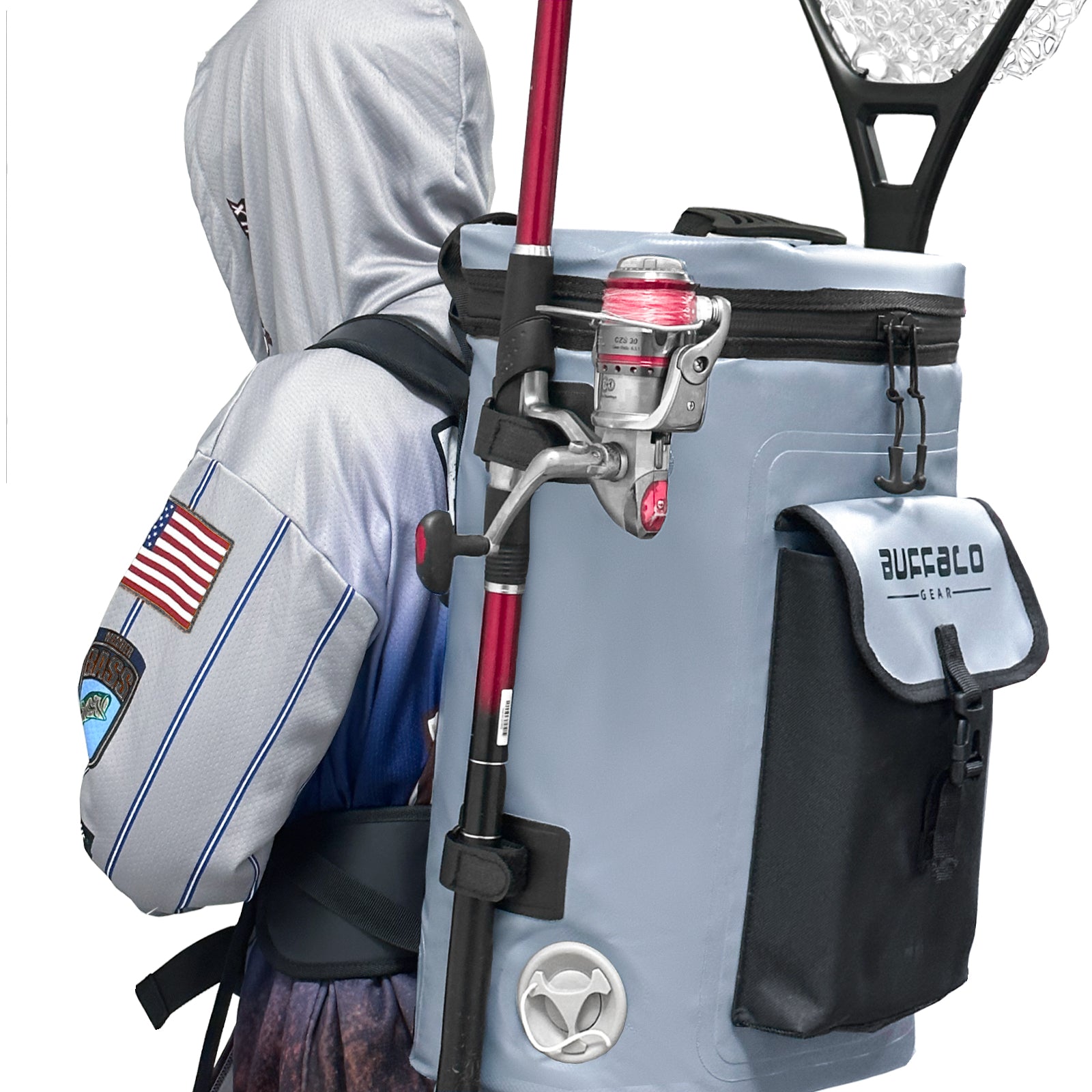 buffalo-gear-insulated-fish-cooler-backpack-20l-side-gray