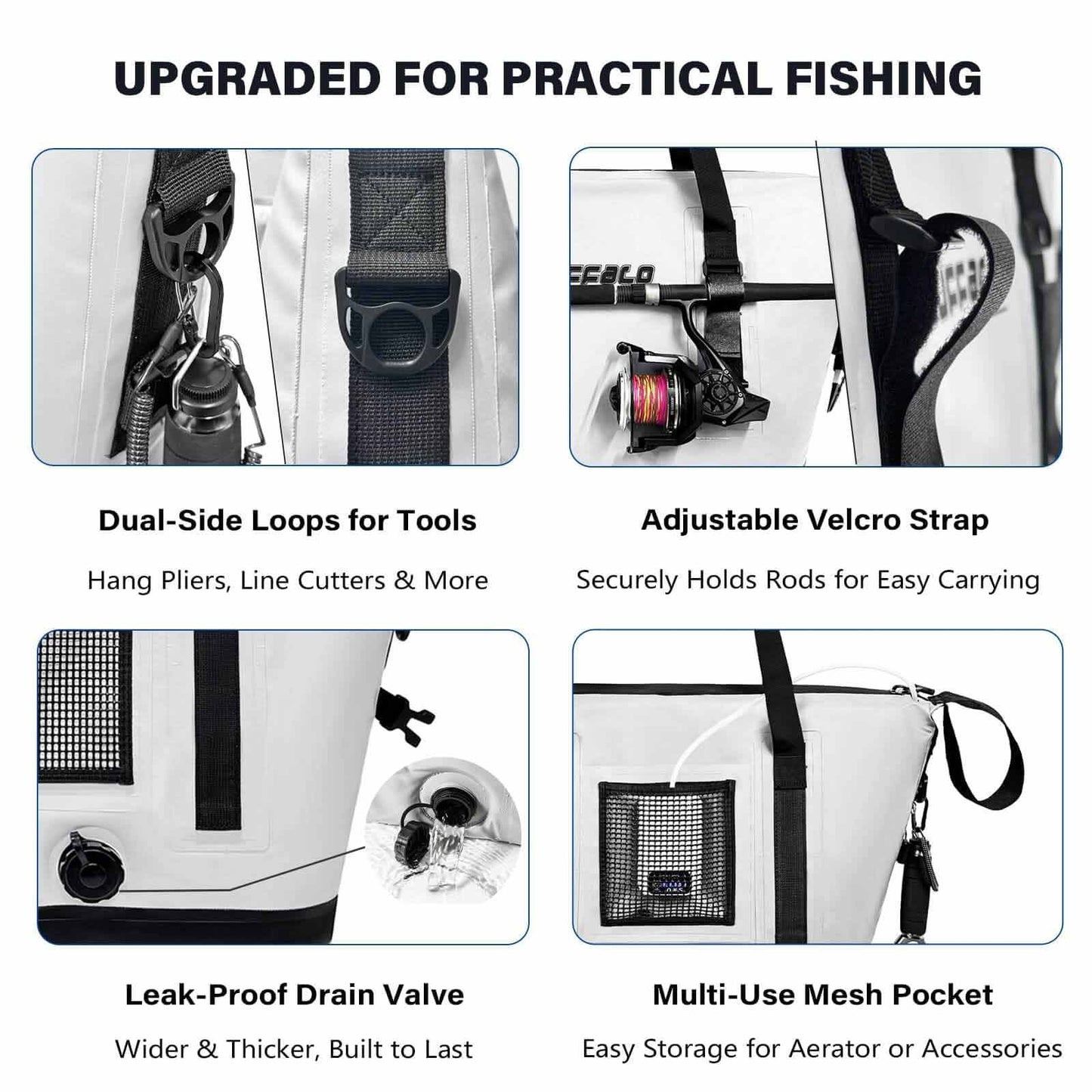 37QT Fish Cooler Bag With Fishing Rod Holder - Buffalo Gear  