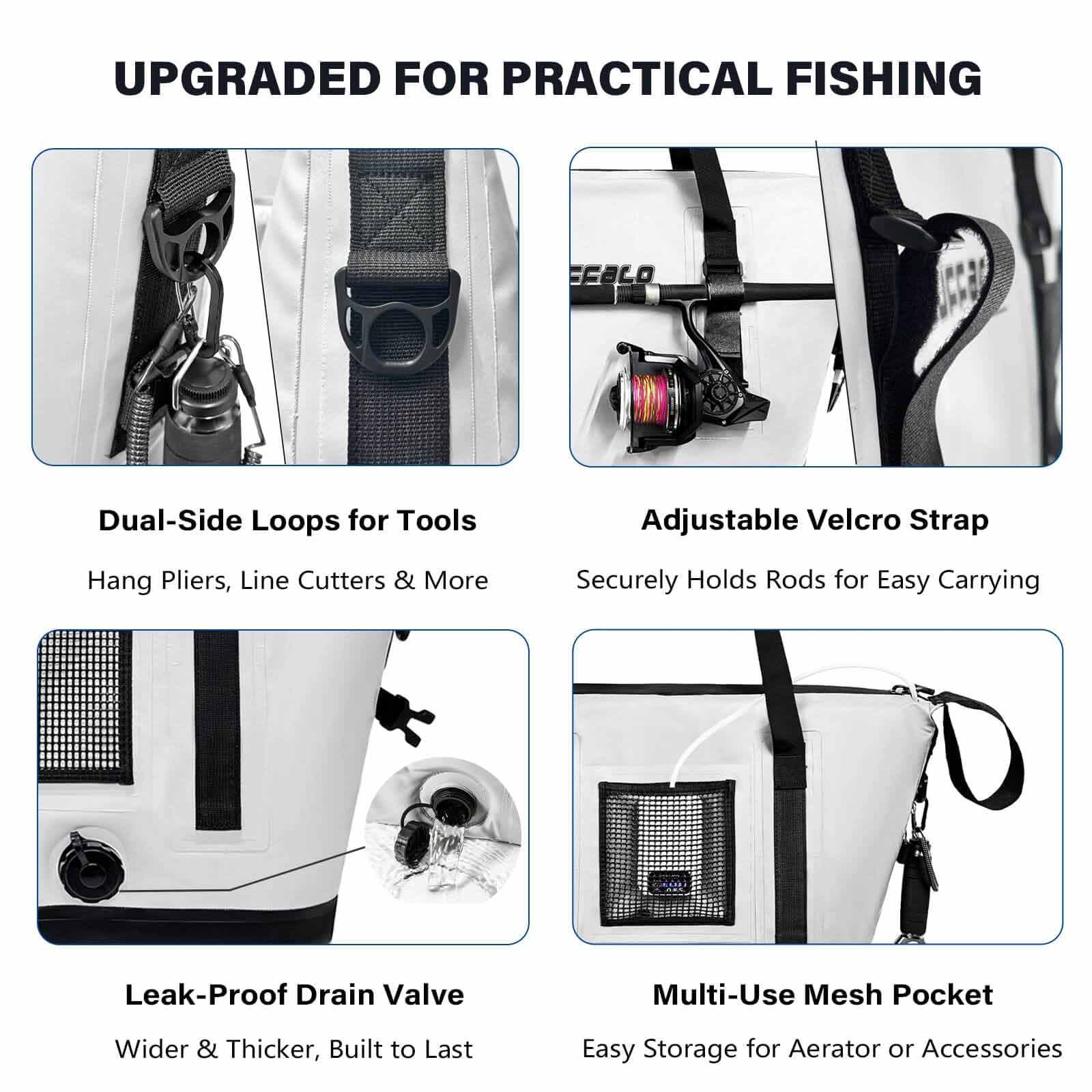 37QT Fish Cooler Bag With Fishing Rod Holder - Buffalo Gear  
