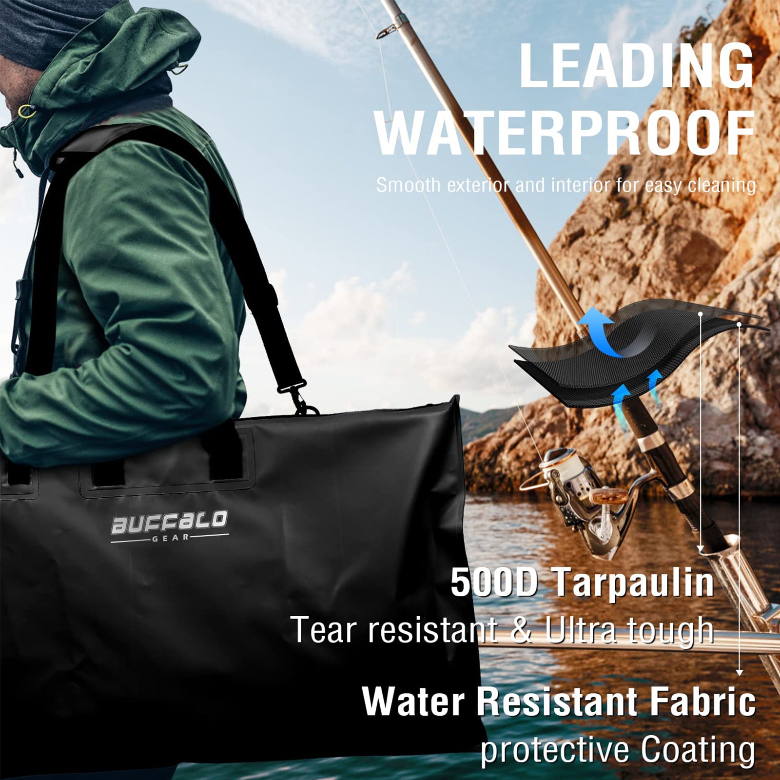 32×19.7'' Fish Tournament Weigh in Bag With Waterproof Zipper - Buffalo Gear  