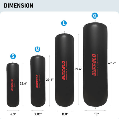 Dimensions of Buffalo Gear 6.3inch boat fenders on a white background