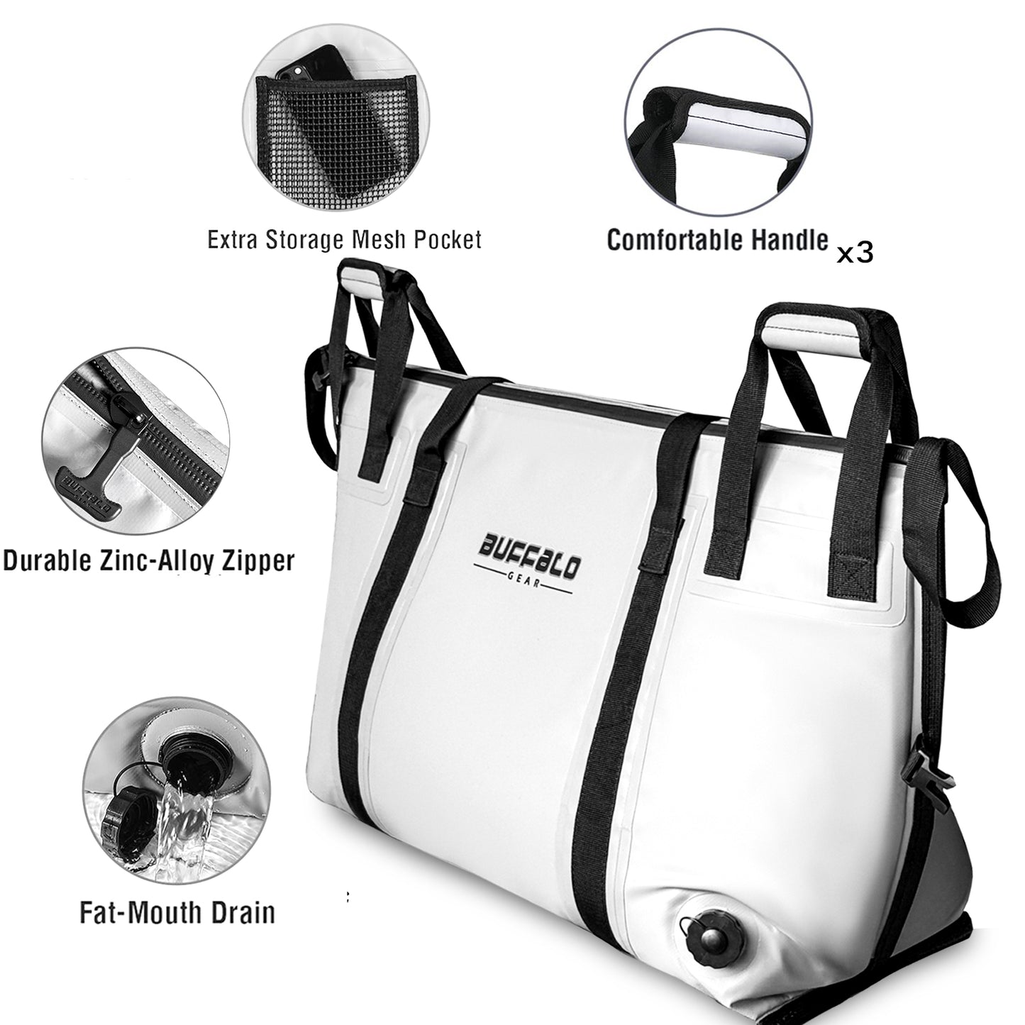 Buffalo Gear 58QT Insulated Fish Cooler Bag Details