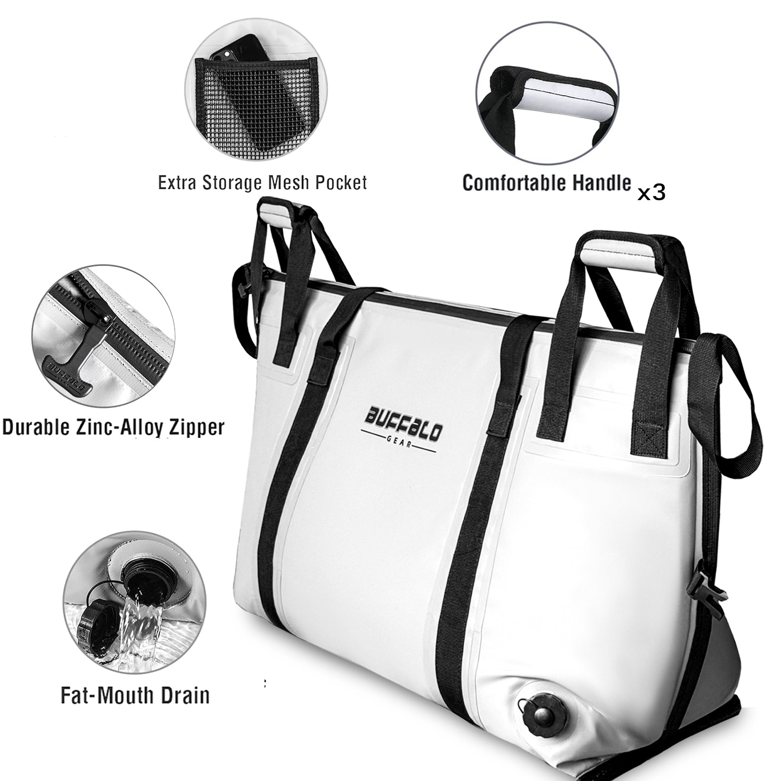 Buffalo Gear 58QT Insulated Fish Cooler Bag Details