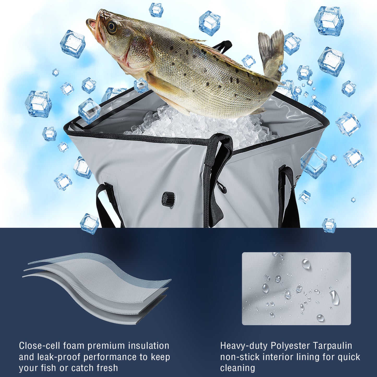 40x18'' Leakproof Fish Cooler Bag With Waterproof Zipper - Buffalo Gear  