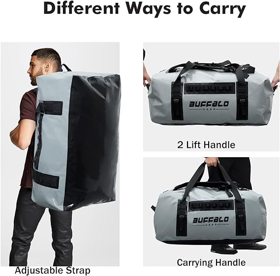 120L Waterproof Duffel Dry Bag With Waterproof Zipper - Buffalo Gear  