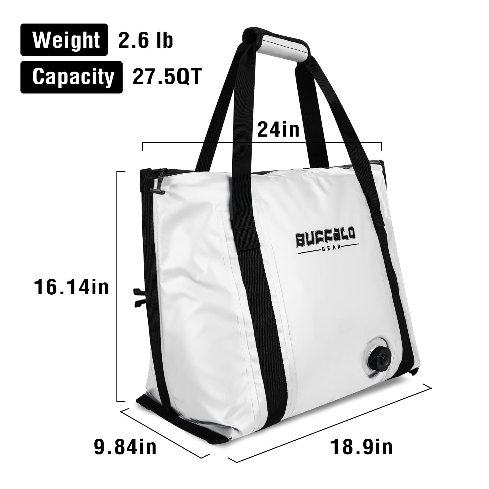 27.5qt Insulated Fish Bag Cooler With Flat Bottom - Buffalo Gear  