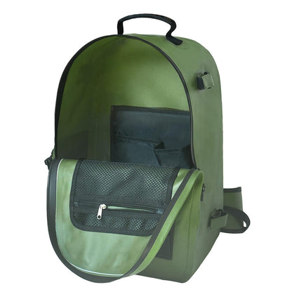 Interior of the Buffalo Gear fishing backpack on a white background