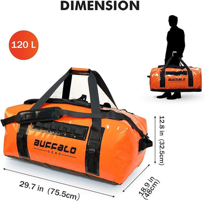 120L Waterproof Duffel Dry Bag With Waterproof Zipper - Buffalo Gear  