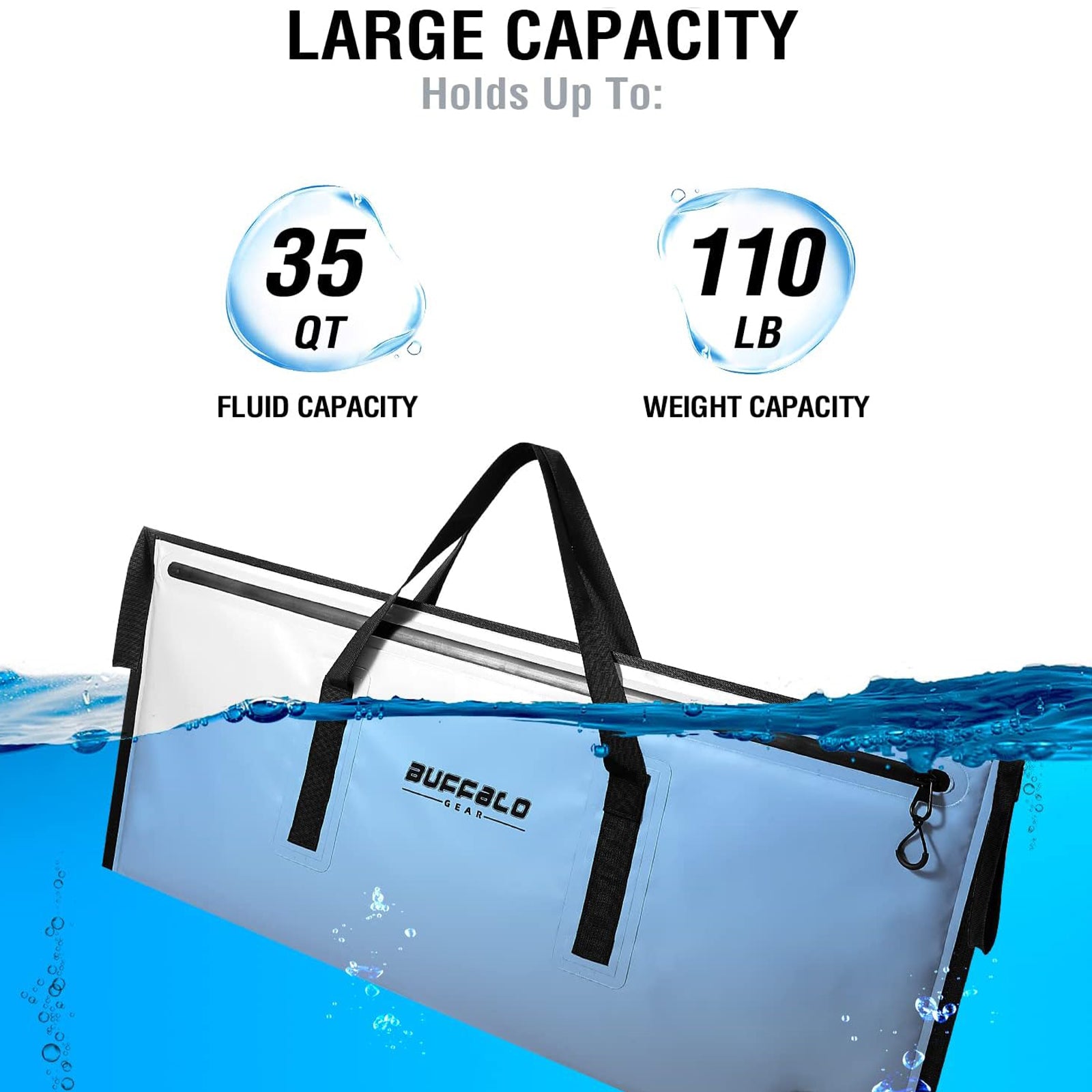40x18'' Leakproof Fish Cooler Bag With Waterproof Zipper - Buffalo Gear  