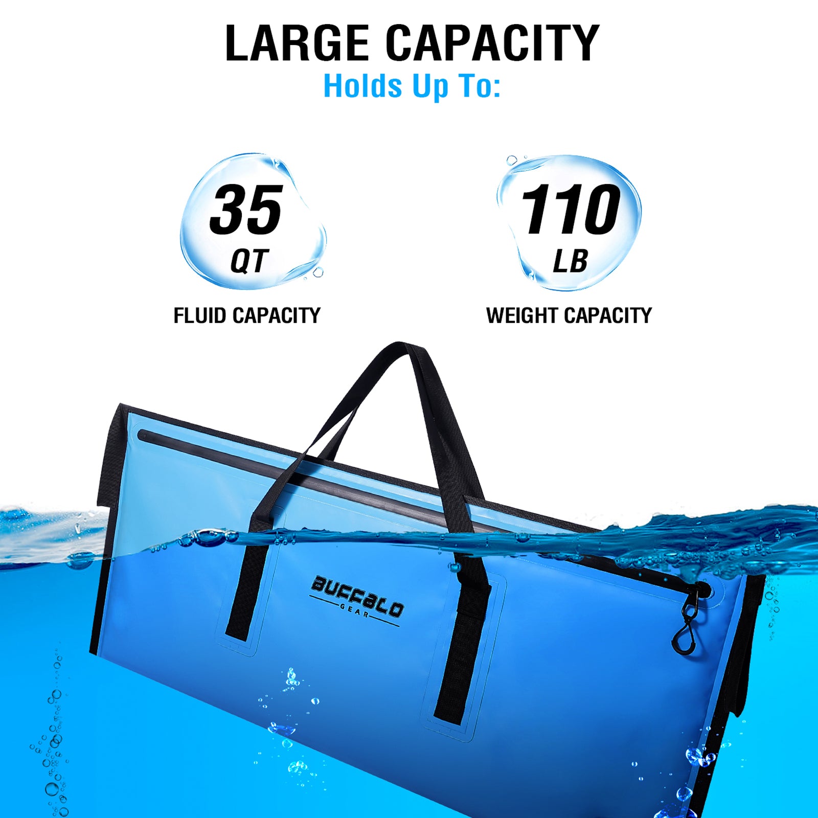 40x18'' Leakproof Fish Cooler Bag With Waterproof Zipper - Buffalo Gear  
