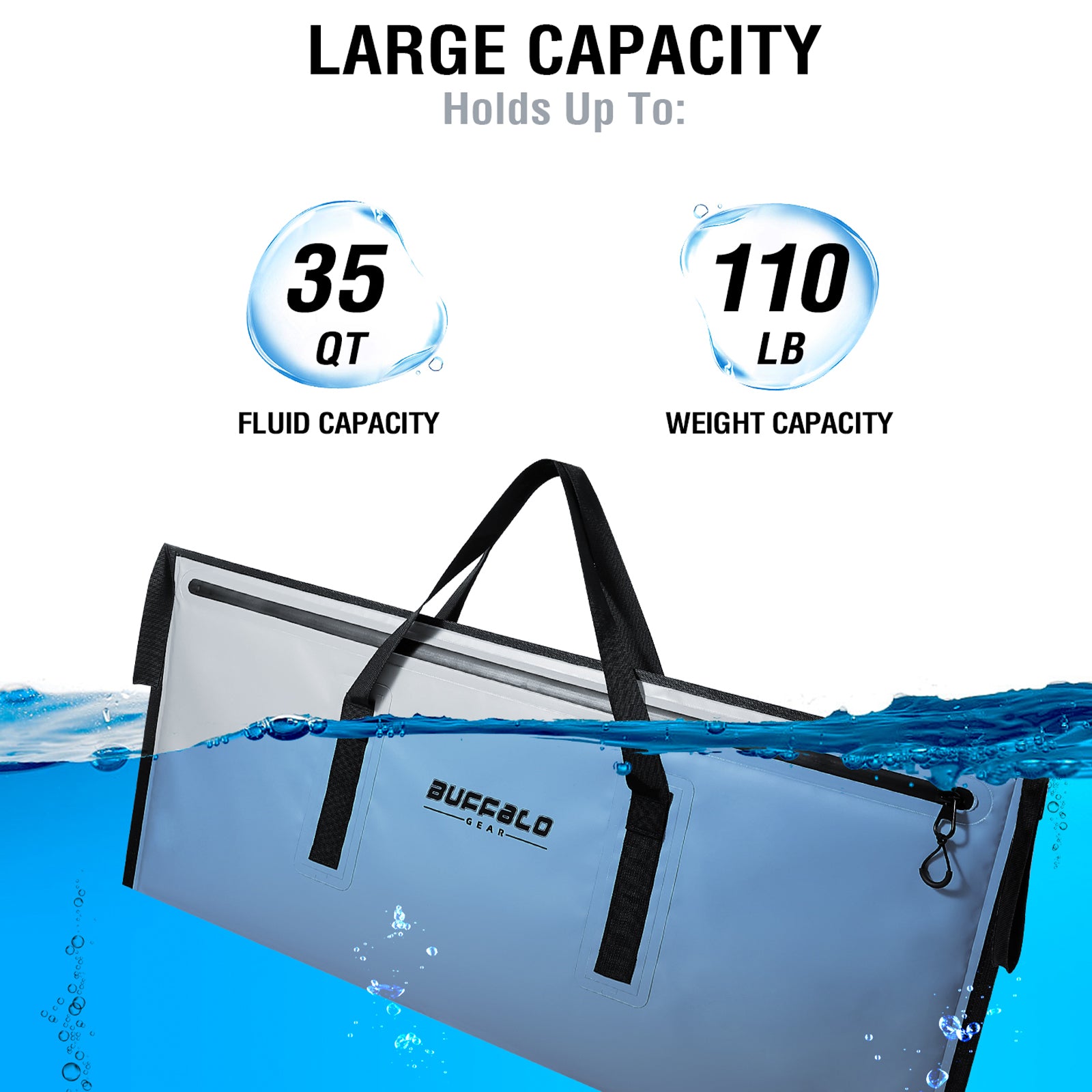 40x18'' Leakproof Fish Cooler Bag With Waterproof Zipper - Buffalo Gear  