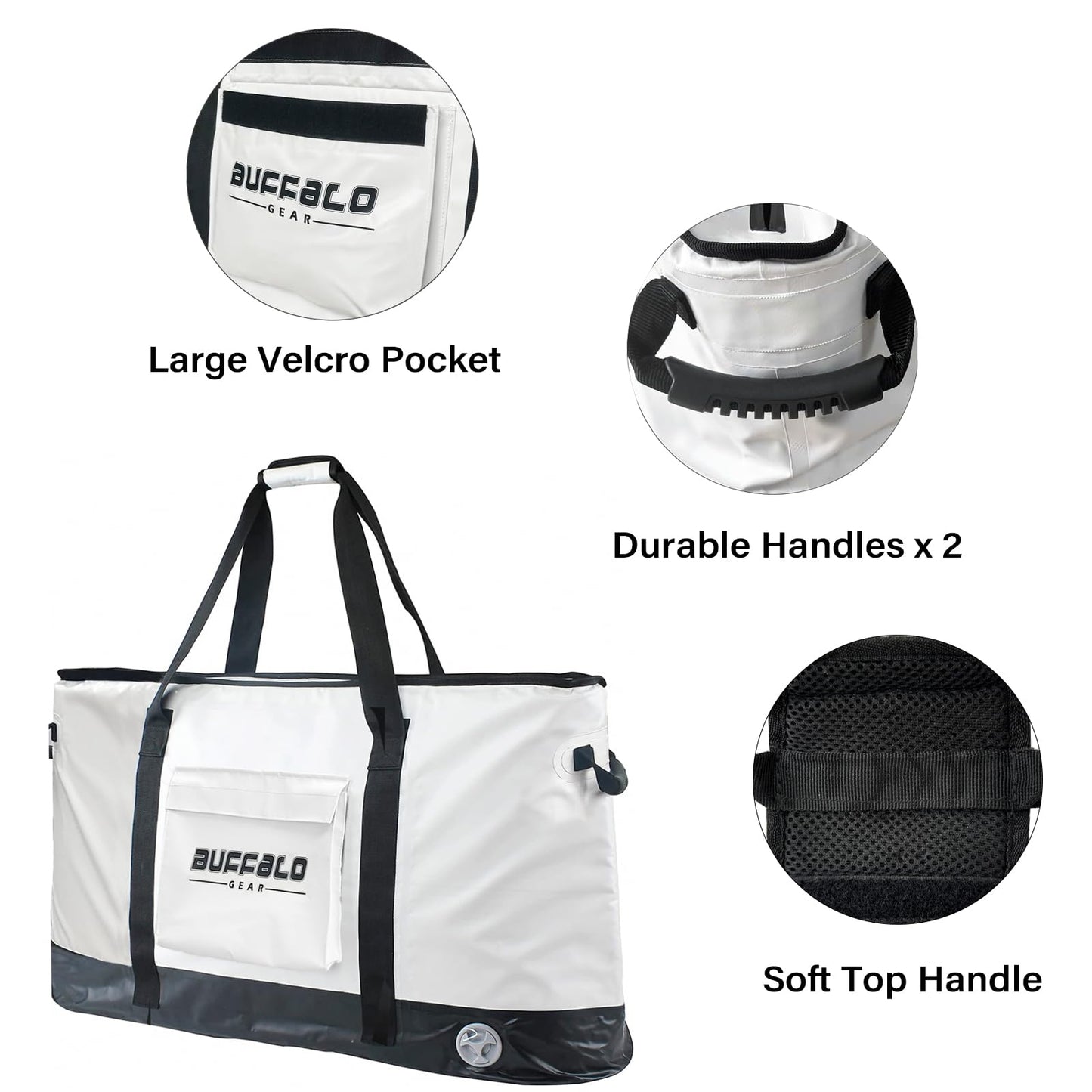 105qt Fish Cooler Bag with YKK Zipper, Flat Bottom - Buffalo Gear  