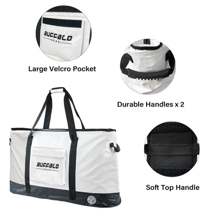105qt Fish Cooler Bag with YKK Zipper, Flat Bottom - Buffalo Gear  