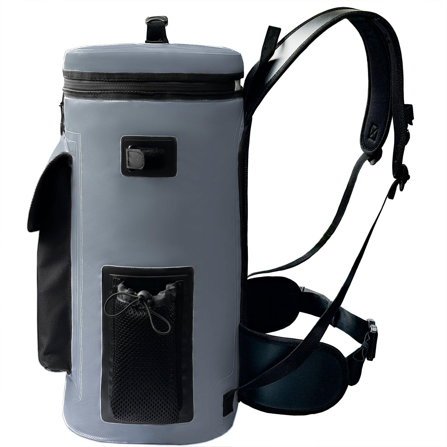 buffalo-gear-insulated-fish-cooler-backpack-20l-side-pocket-gray
