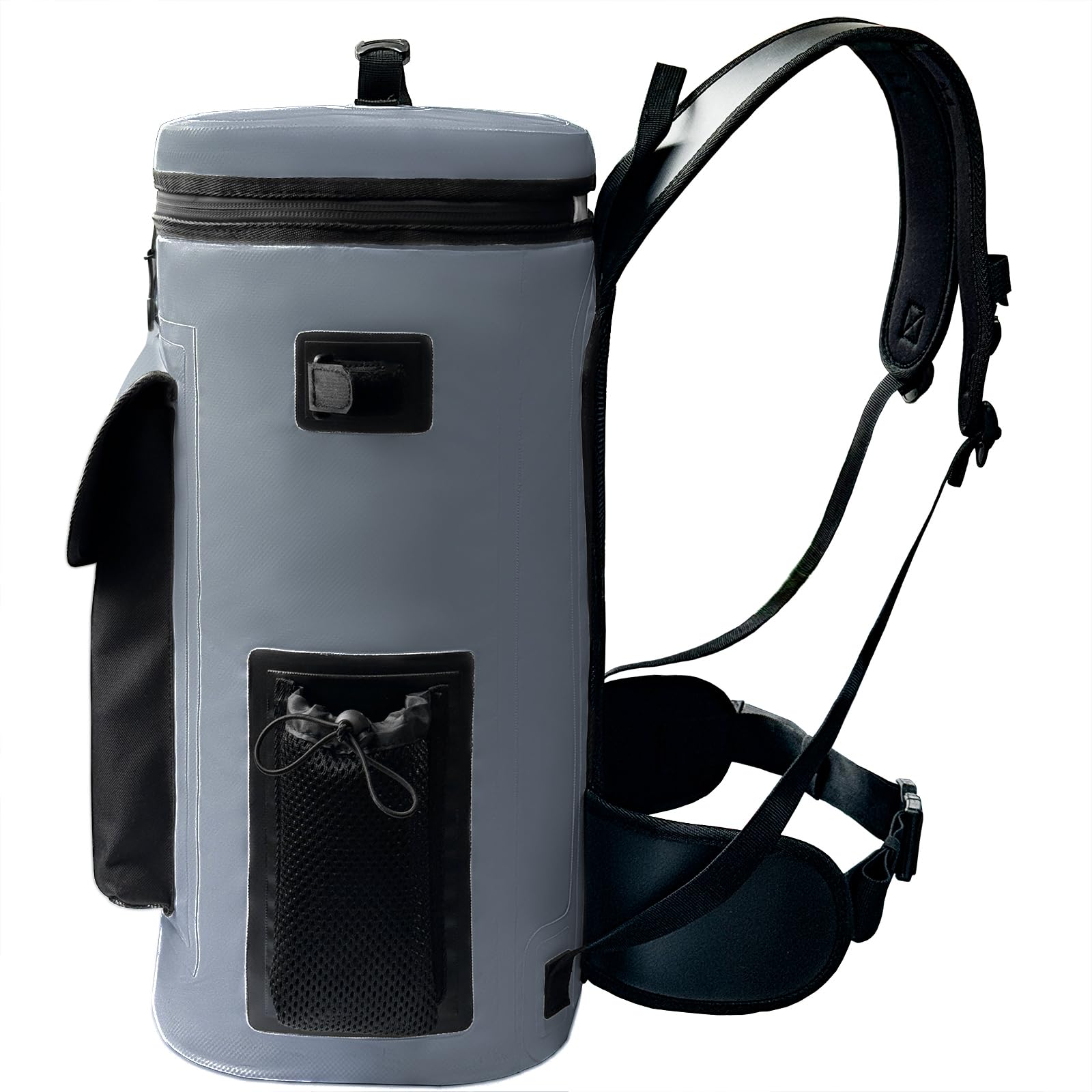 buffalo-gear-insulated-fish-cooler-backpack-20l-side-pocket-gray
