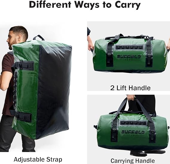 120L Waterproof Duffel Dry Bag With Waterproof Zipper - Buffalo Gear  