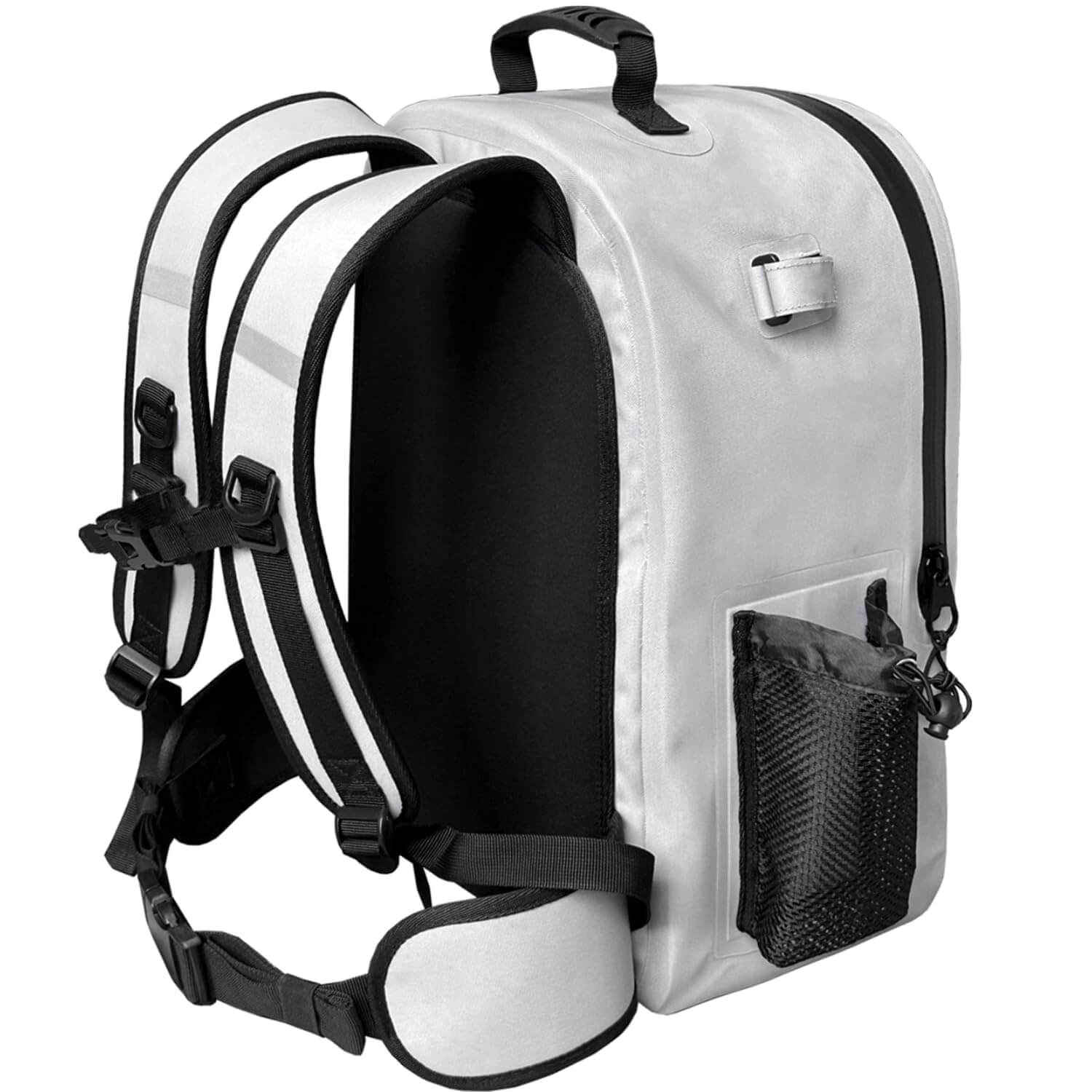 Buffalo Gear fishing backpack with black straps and side pockets on a white background