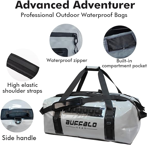 120L Waterproof Duffel Dry Bag With Waterproof Zipper - Buffalo Gear  