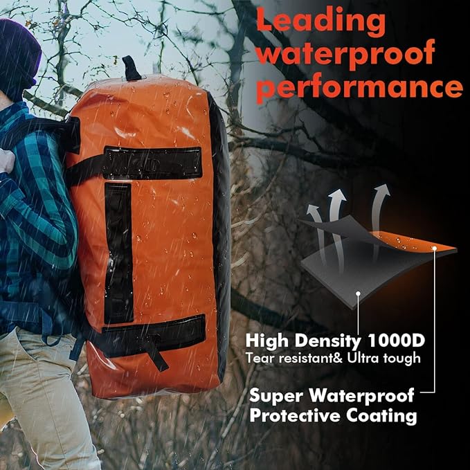120L Waterproof Duffel Dry Bag With Waterproof Zipper - Buffalo Gear  