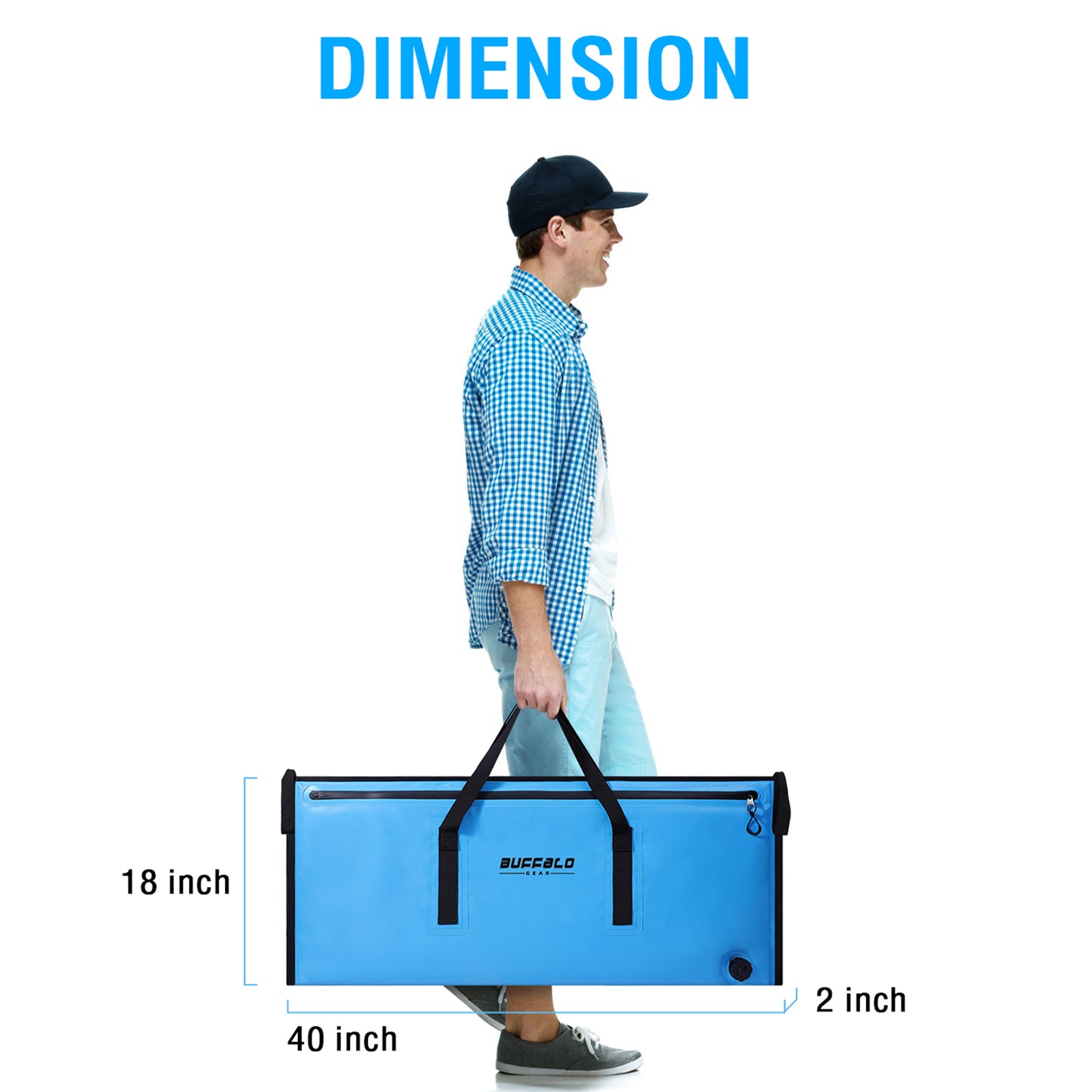 40x18'' Leakproof Fish Cooler Bag With Waterproof Zipper - Buffalo Gear  