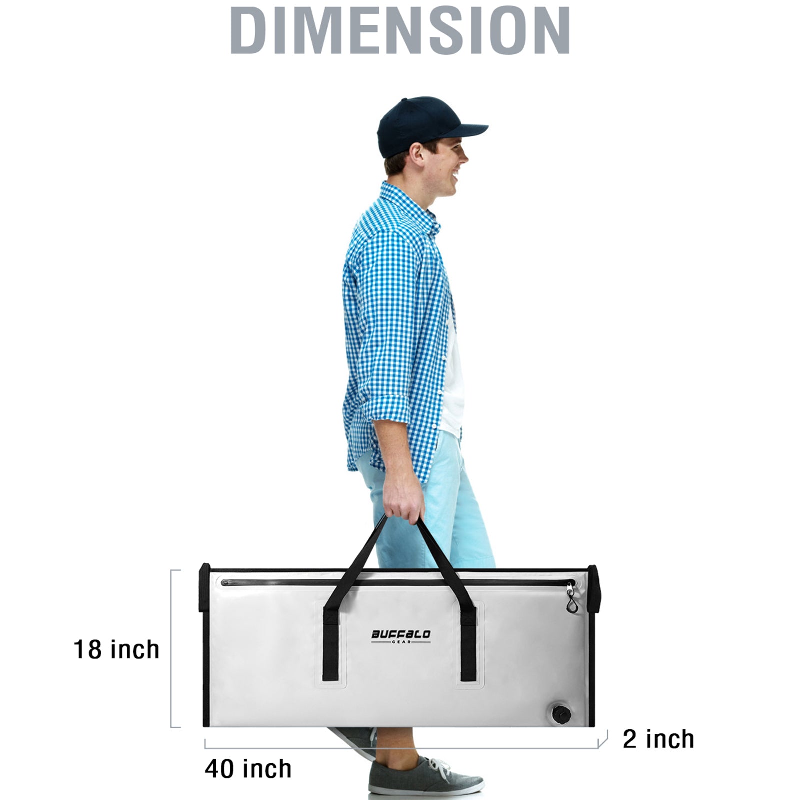 40x18'' Leakproof Fish Cooler Bag With Waterproof Zipper - Buffalo Gear  