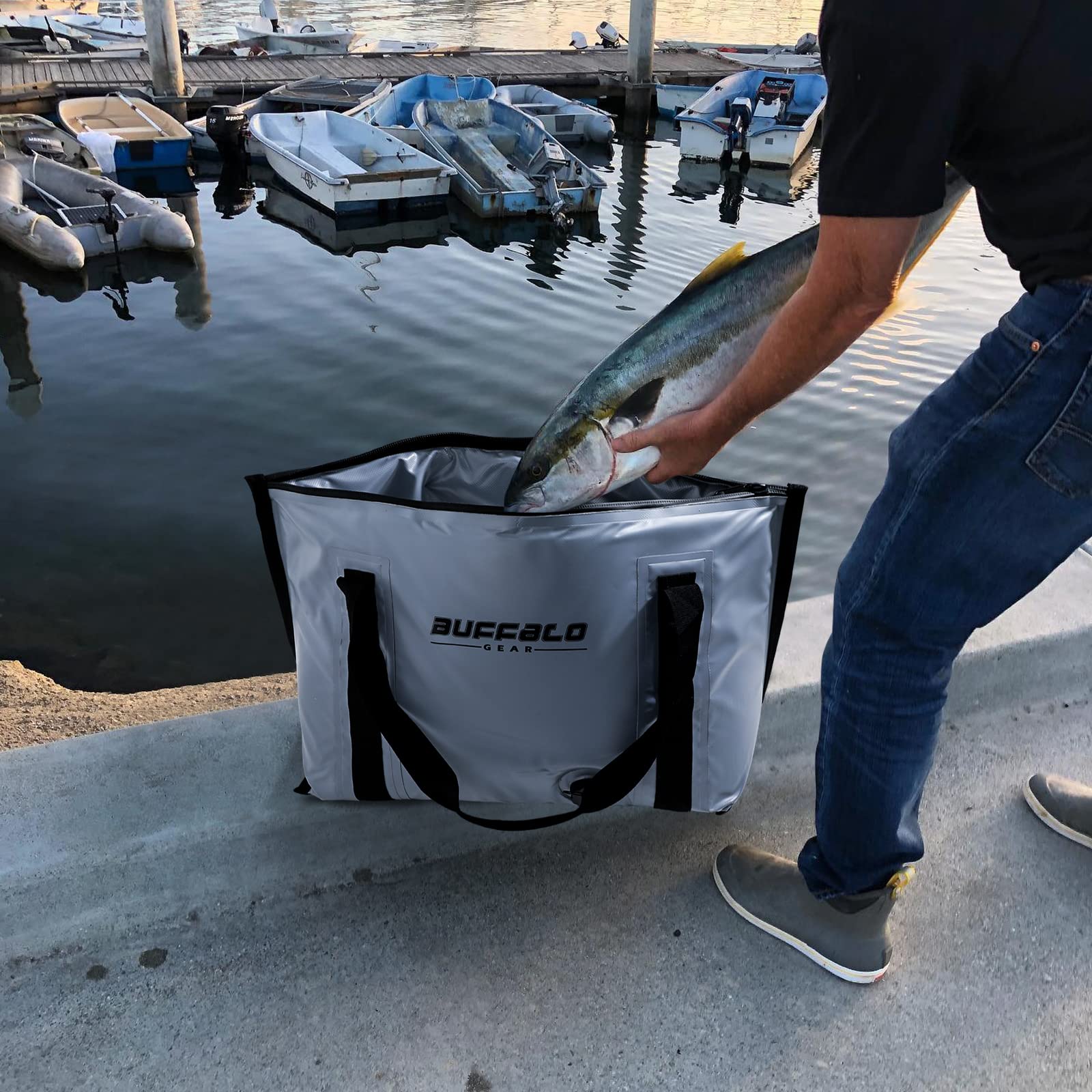 buffalo-gear-insulated-fish-cooler-bag-37qt-inside-gray