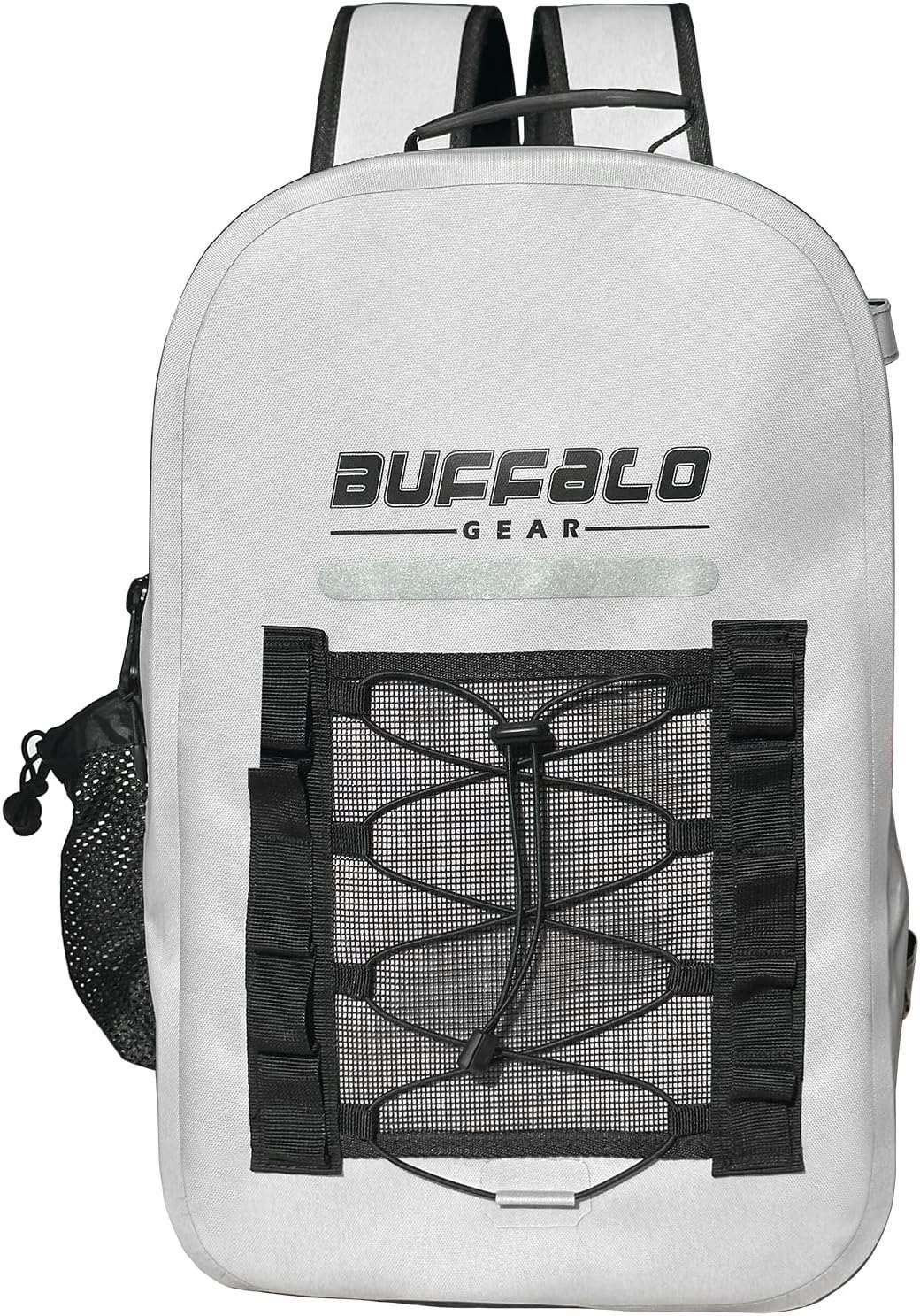 Buffalo Gear 26L waterproof fish backpack, front view on white background
