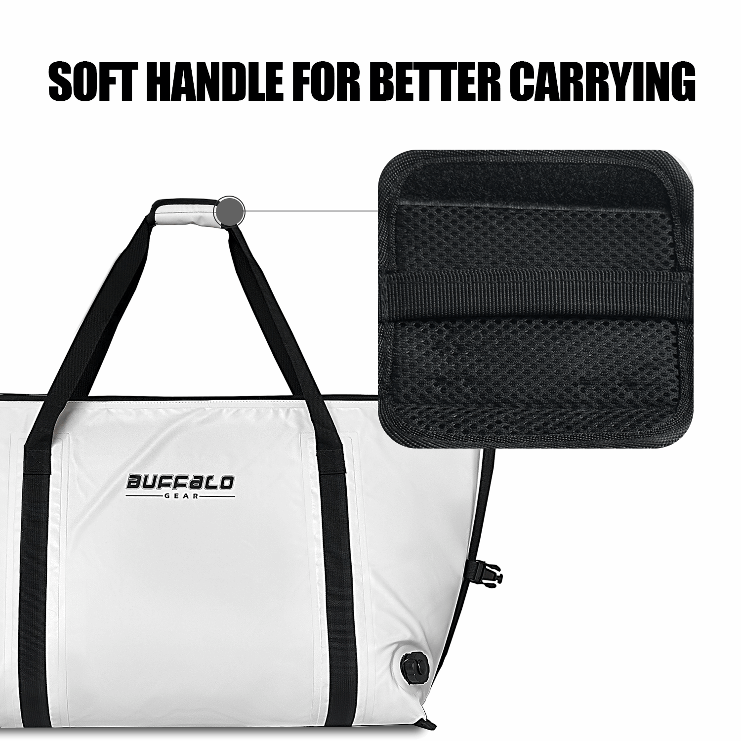 Buffalo Gear 58QT Insulated Fish Cooler Bag Handle Details