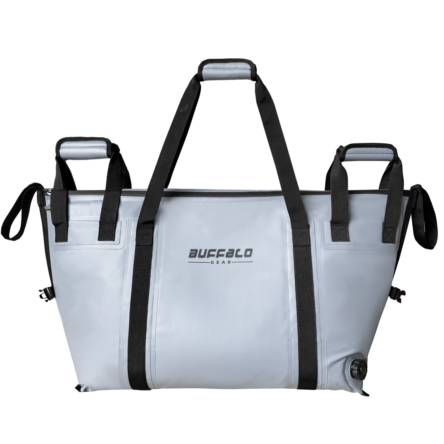 Buffalo Gear 58QT Insulated Fish Cooler Bag Front View, Gray