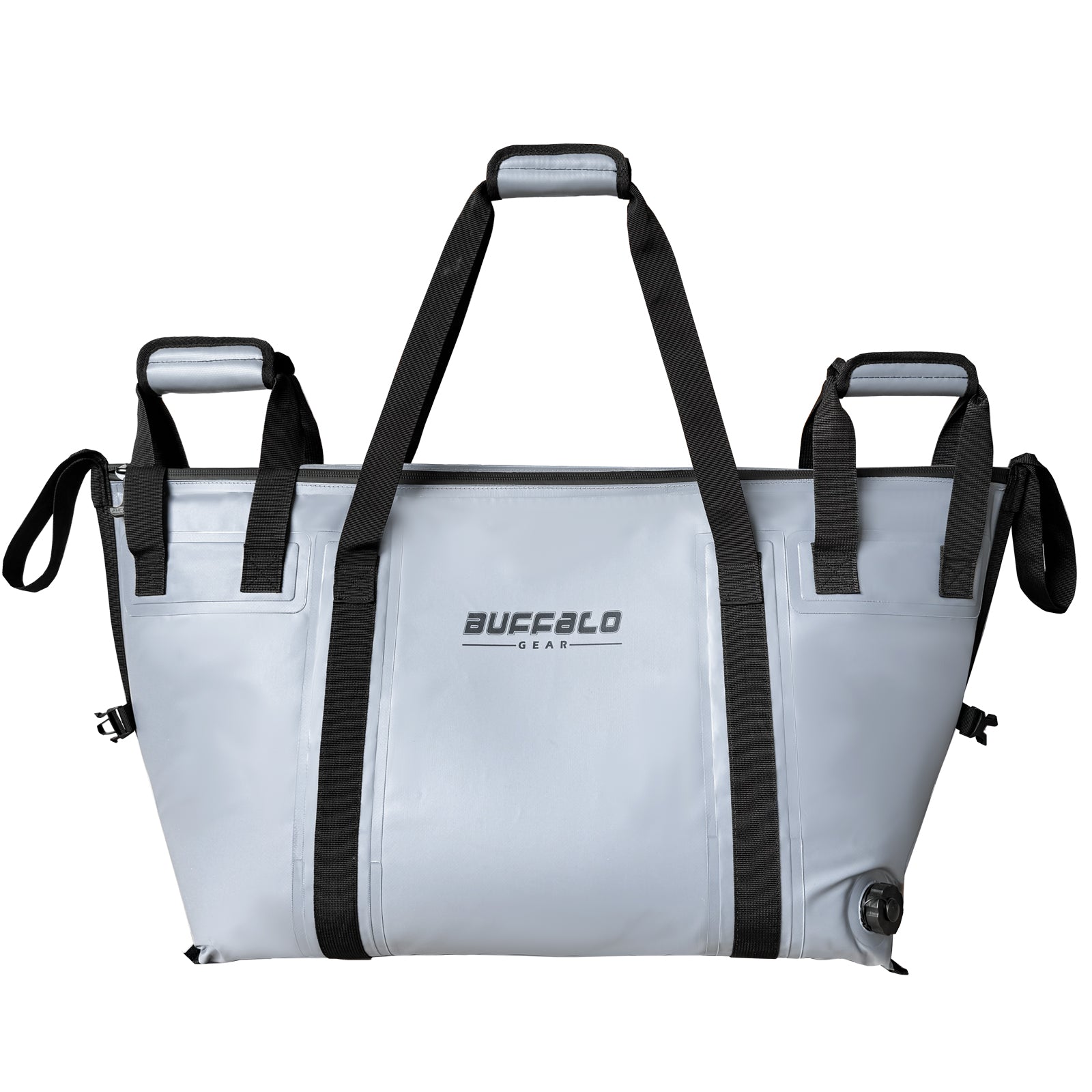 Buffalo Gear 58QT Insulated Fish Cooler Bag Front View, Gray