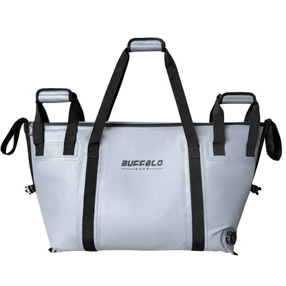 Buffalo Gear 58QT Insulated Fish Cooler Bag Front View, Gray