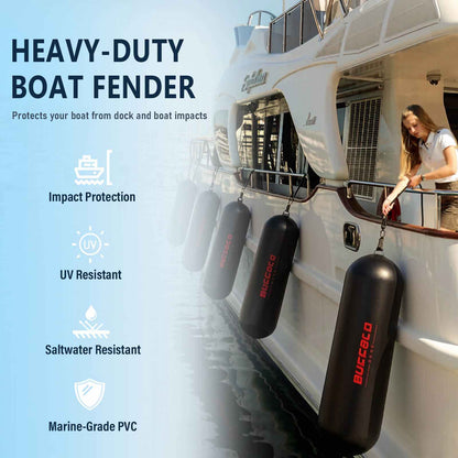Buffalo Gear heavy-duty marine fenders protect vessels from damage at docks and collisions, and are sun-resistant and corrosion-resistant.