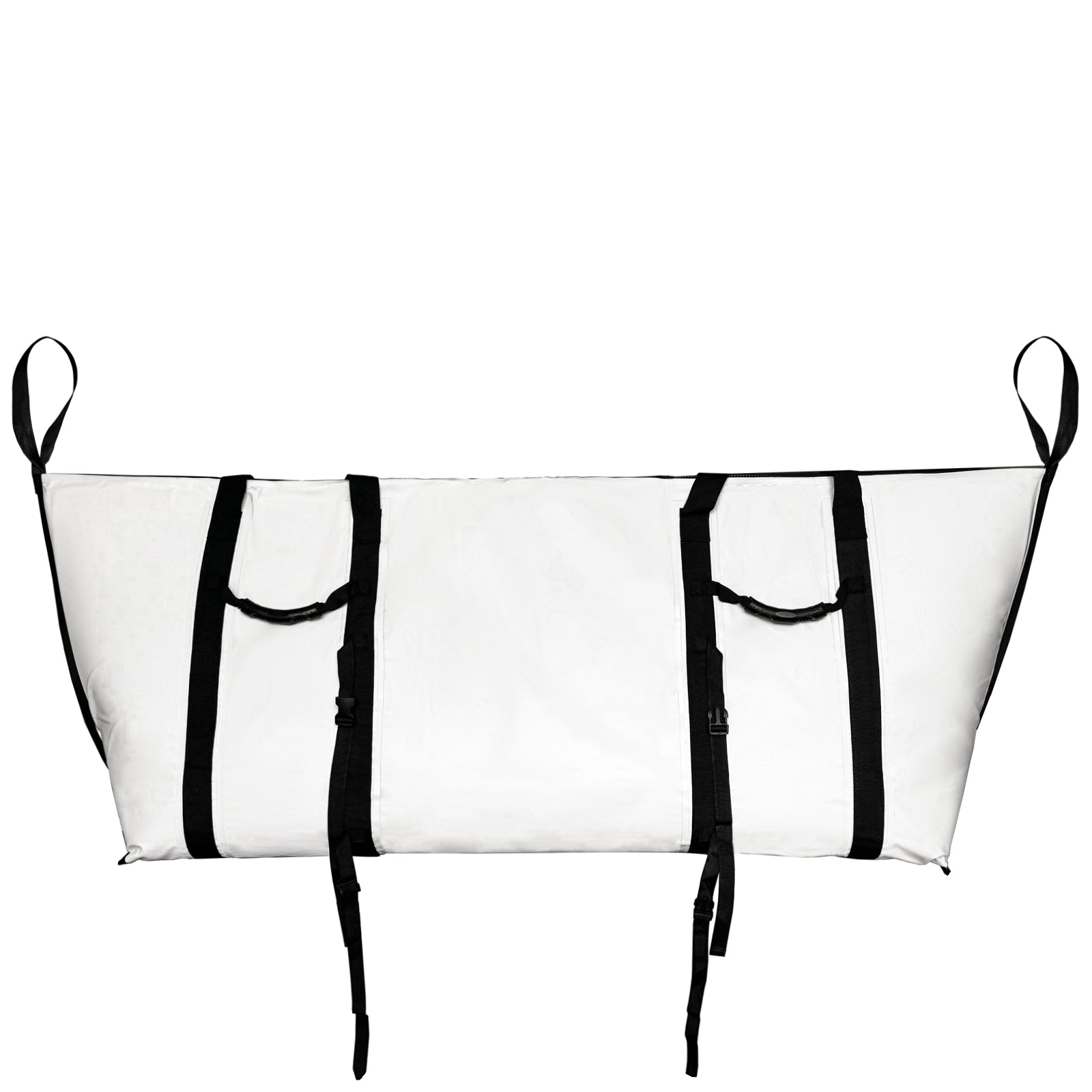 Back view of Buffalo Gear fish kill bag showing foldable design with buckle strap for compact storage and easy transport