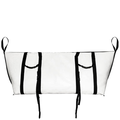 Back view of Buffalo Gear fish kill bag showing foldable design with buckle strap for compact storage and easy transport
