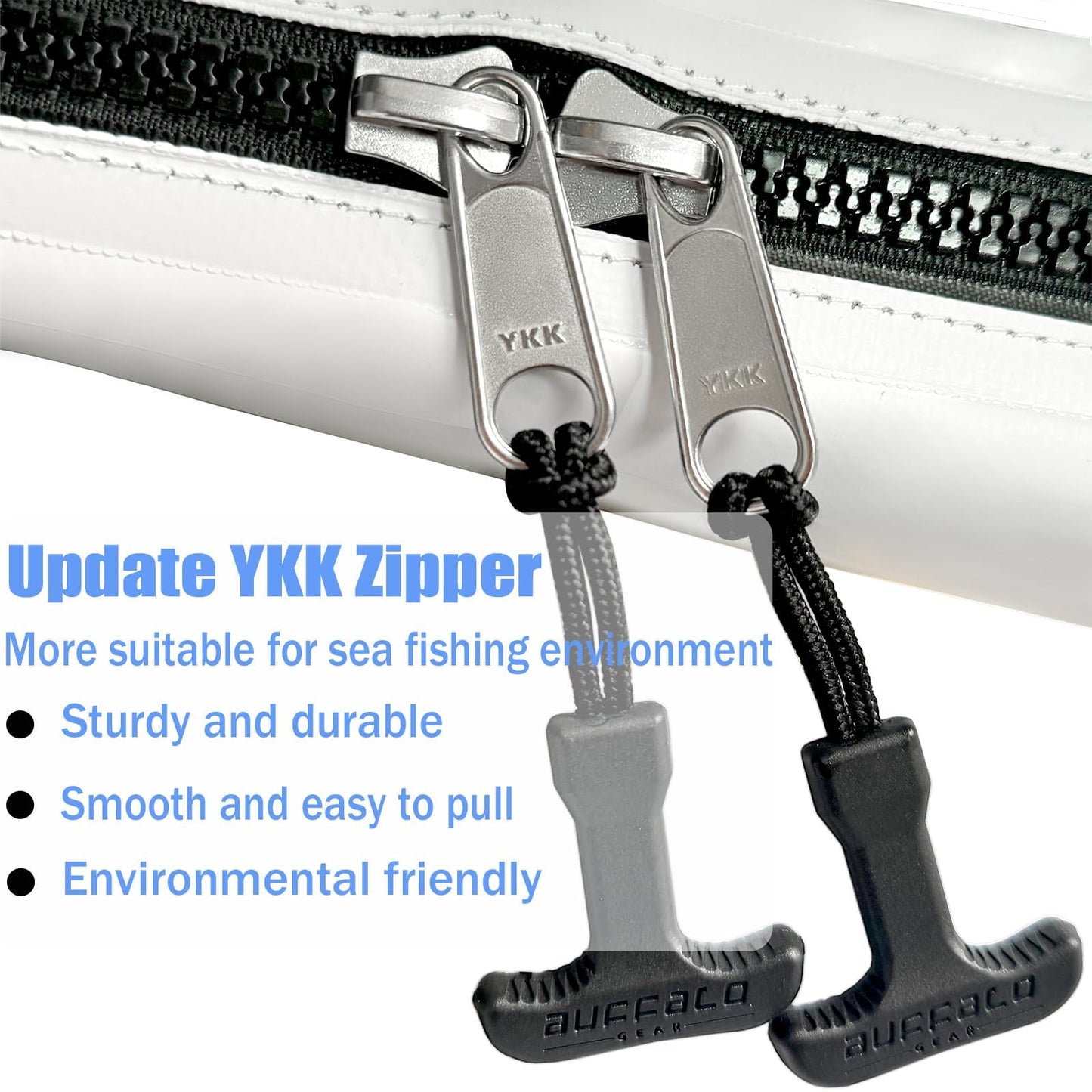 Heavy duty YKK zipper for secure and leakproof closure on fish kill bag-Buffalo Gear