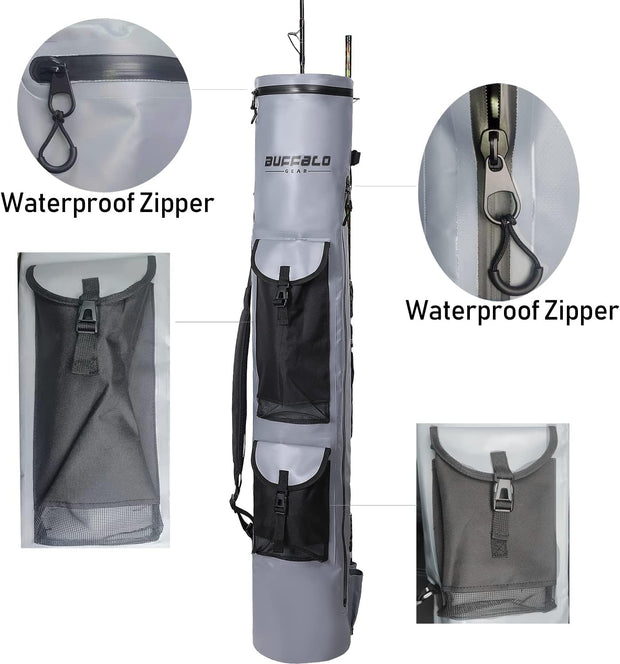 Waterproof Fishing Pole Bag Holds 5 Poles - Buffalo Gear
